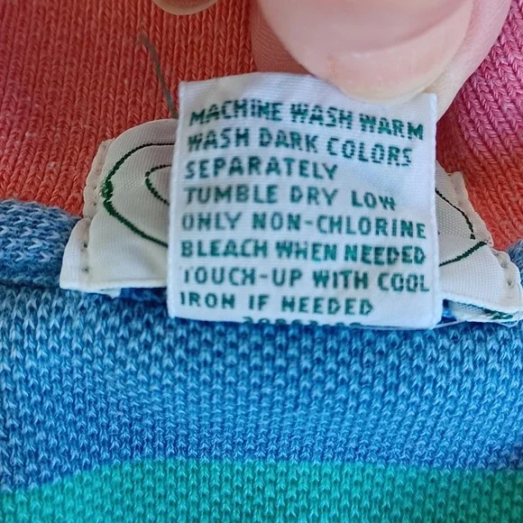 VTG IZOD Lacoste Men's Striped Short Sleeve Polo Shirt Blue Coral Green XL - Picture 6 of 9